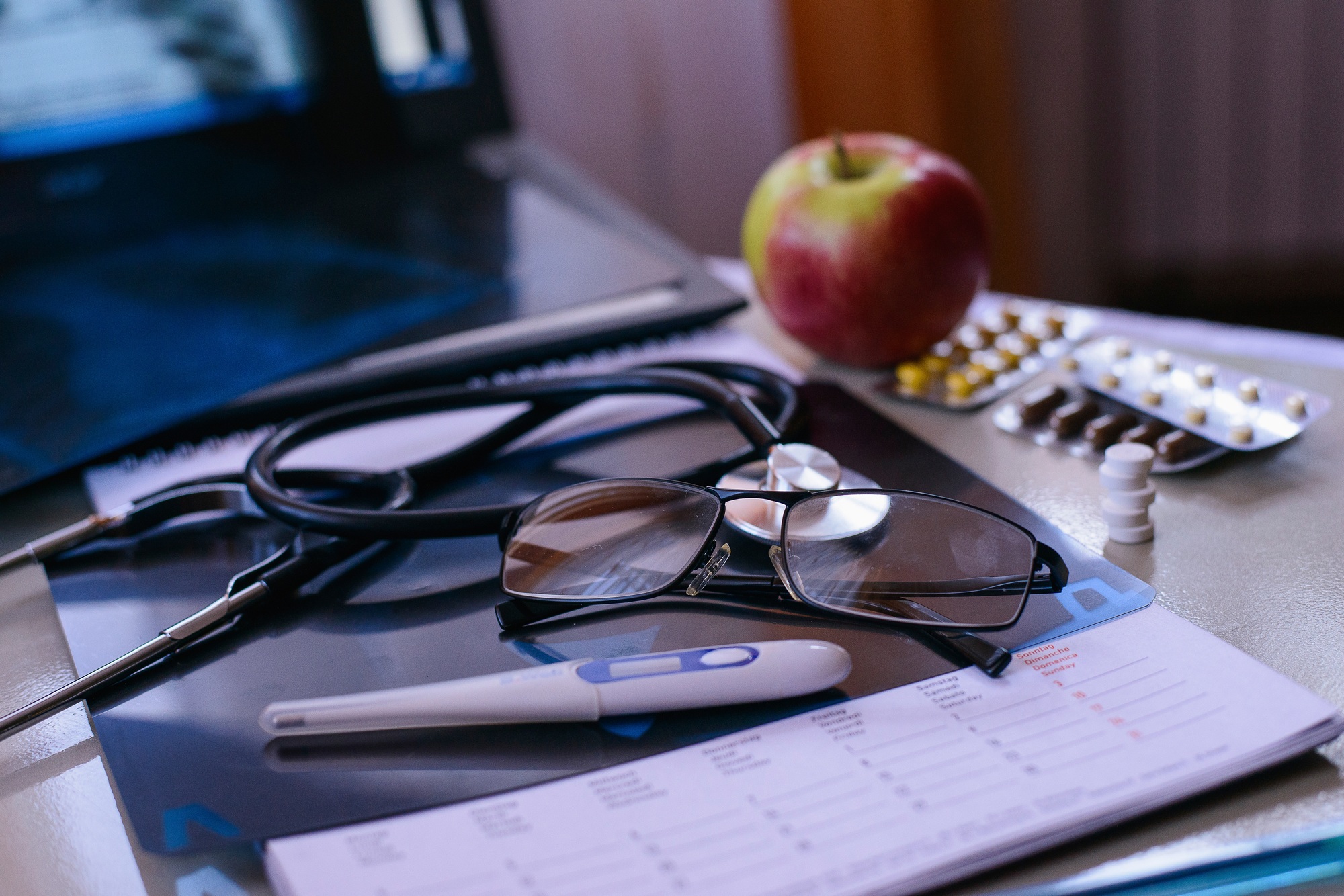 Desk the doctor, in the doctor's office